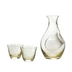 酒品配件-Accessories-日本木本硝子-高瀬川-琥珀清酒酒具套裝-一瓶兩杯-G604-M72-清酒杯-清酒十四代獺祭專家