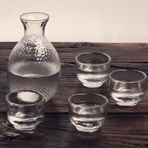 日式清酒杯 玻璃酒具套裝 透明錘目紋 一瓶四杯 酒品配件 Accessories 酒具套裝 清酒十四代獺祭專家