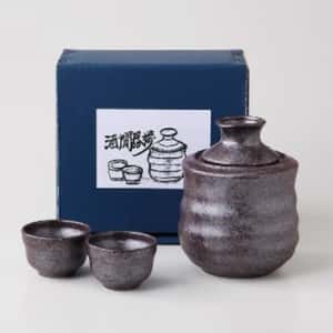 日本美濃燒 黑銀彩 溫酒器酒具套裝 小 一瓶兩杯 (10143447) 酒品配件 Accessories 酒具套裝 清酒十四代獺祭專家