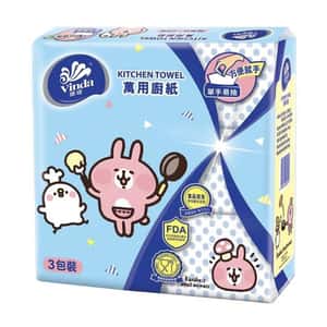 生活用品超級市場-Vinda維達-抽取式廚房紙巾-兔仔及非兔仔款式隨機發送-80片x3包-106687-紙巾及廁紙-清酒十四代獺祭專家