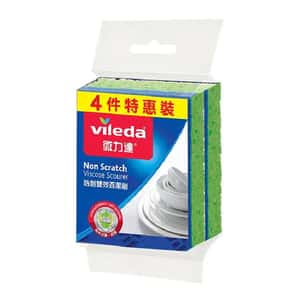 生活用品超級市場-Vileda微力達-百潔布系列-雙效百潔刷-抗菌防刮-4片裝-924042-家居清潔-清酒十四代獺祭專家