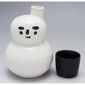 酒品配件-Accessories-日本清酒壺-美濃燒-雪人清酒壺-杯套裝-黑-分酒瓶-清酒十四代獺祭專家