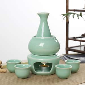 日式清酒杯 酒具套裝 燭台陶瓷溫酒套裝 (梅子青) 酒品配件 Accessories 酒具套裝 清酒十四代獺祭專家