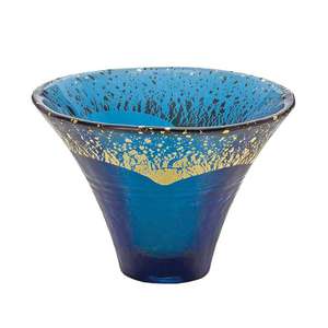 酒品配件 Accessories推薦：日式清酒杯 富士山杯金箔水晶玻璃 金紺藍色 1個