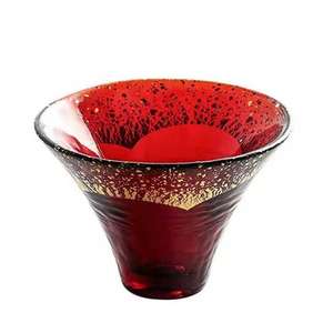 酒品配件 Accessories推薦：日式清酒杯 富士山杯金箔水晶玻璃 淡金紅 1個