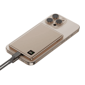 XPower 生活用品超級市場推薦：XPower M5K 3合1鋁合金數顯 5000mAh PD3.0+ 磁吸無線外置充電器 沙漠鈦金色 (XP-M5K-DTI)