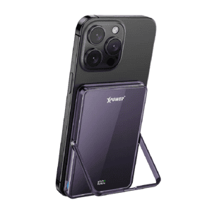 XPower 生活用品超級市場推薦：XPower M5K2 5合1鋅合金支架數顯 5000mAh PD3.0+QI2 磁吸移動電源 紫色 (M5K2-PP)