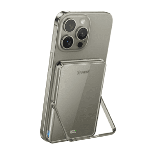 XPower 生活用品超級市場推薦：XPower M5K2 5合1鋅合金支架數顯 5000mAh PD3.0+QI2 磁吸移動電源 鈦金色 (M5K2-TI)