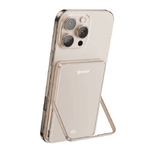 XPower 生活用品超級市場推薦：XPower M5K2 5合1鋅合金支架數顯 5000mAh PD3.0+QI2 磁吸移動電源 沙漠鈦金色 (XP-M5K2-DTI)