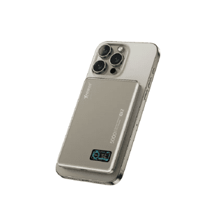 XPower 生活用品超級市場推薦：XPower MagDigita5 彩屏顯示磨沙玻璃外殼 5000mAh PD3.0+QI2 磁吸移動電源 鈦金色 (XP-MAGDIGITA5-TI)