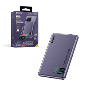 XPower 生活用品超級市場推薦：XPower MagDigita5 ² 第2代 彩屏顯示 鋁合金外殼 5000mAh PD3.0+ QI2 磁吸移動電源 紫色 (MAGDIGITA52 XP-MDT52-PP)