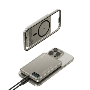 XPower 生活用品超級市場推薦：XPower MagDigita 彩屏顯示磨沙玻璃外殼 10000mAh PD3.0+QI2 磁吸移動電源 鈦金色 (XP-MAGDIGITA -TI)