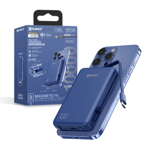 XPower 生活用品超級市場推薦：XPower MAGNETO 10 Qi2數顯 10000mAh 45W PD3.0 磁吸無線移動電源 藍色 (XP-MAGNETO10 -BL)
