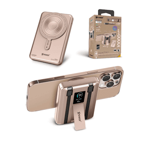 XPower 生活用品超級市場推薦：XPower MagSwift 7合1 多功能數顯 10000mAh Type-C PD / Lightning 雙內置線+磁吸PD3.0無線移動電源 沙漠鈦金色 (MagSwift KH-99-DTI)