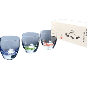 日本清酒杯 招福杯 富士見松竹梅套裝 木箱入 G086-T238 酒 酒品配件 Accessories 清酒十四代獺祭專家