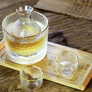 日式清酒杯 酒具套装 玻璃優雅金邊 1缸1瓶2杯 酒 酒品配件 Accessories 清酒十四代獺祭專家