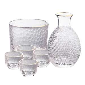 酒-沒有品牌 酒品配件 Accessories推薦：日式清酒杯 酒具套装 玻璃優雅金邊 1缸1瓶2杯