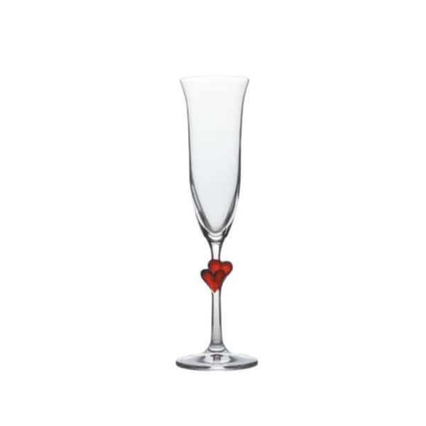 日本木本硝子 德國製水晶玻璃香檳杯 紅心心 160ml (圖片1)