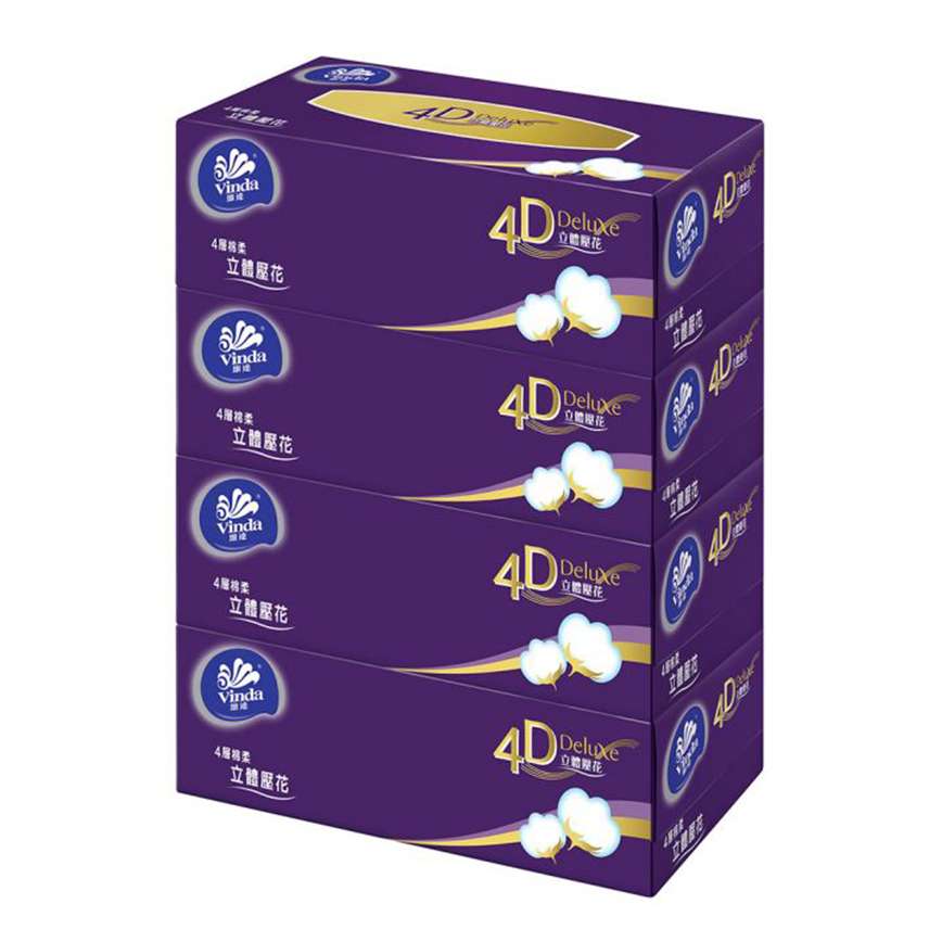 生活用品超級市場-Vinda維達4D-Deluxe-立體壓花盒裝面紙-天然無味-106234-紙巾及廁紙-清酒十四代獺祭專家