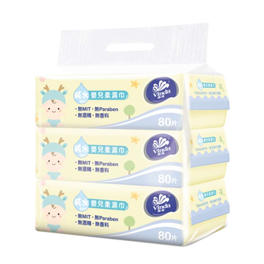 生活用品超級市場-Vinda維達-嬰兒純水柔濕紙巾-80片x3包-106326-紙巾及廁紙-清酒十四代獺祭專家