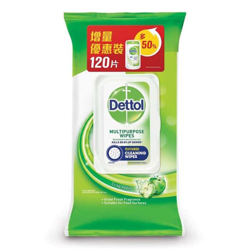 生活用品超級市場-滴露-多用途消毒濕紙巾家居青蘋果味-120片-DET0006-個人護理用品-清酒十四代獺祭專家