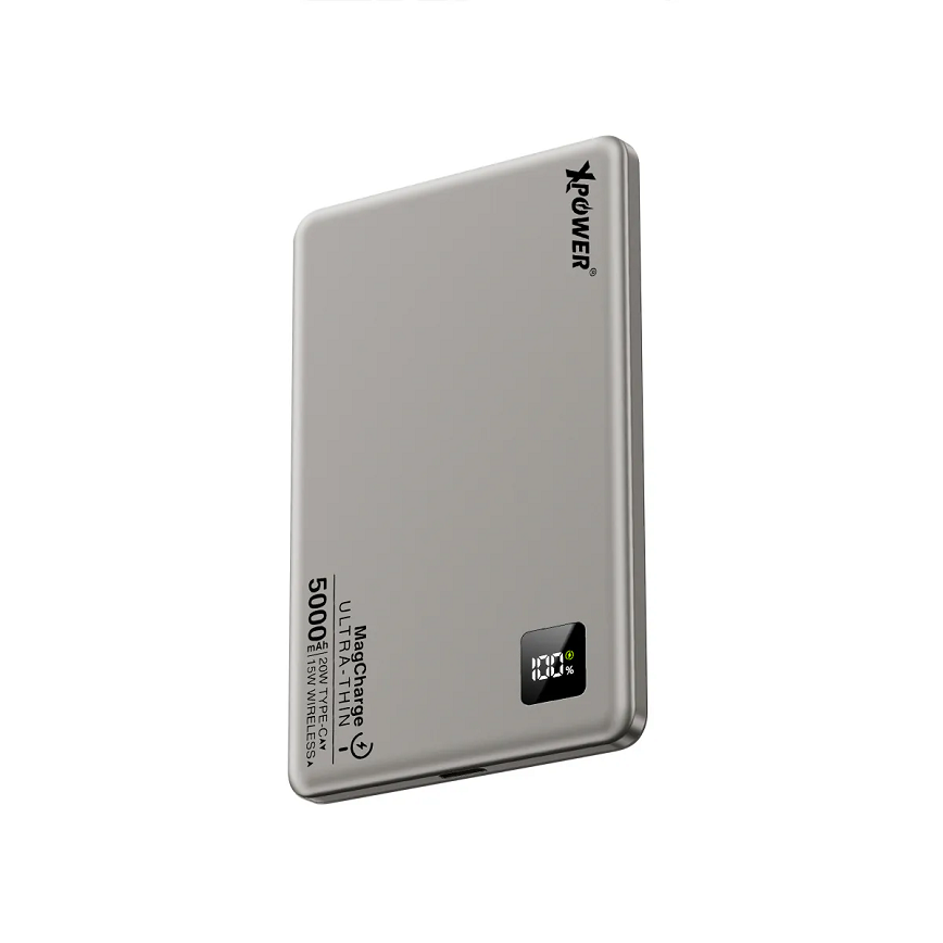 XPower M5K 3合1鋁合金數顯 5000mAh PD3_0- 磁吸無線外置充電器-鈦金色-XP-M5K-TI-電子產品-清酒十四代獺祭專家