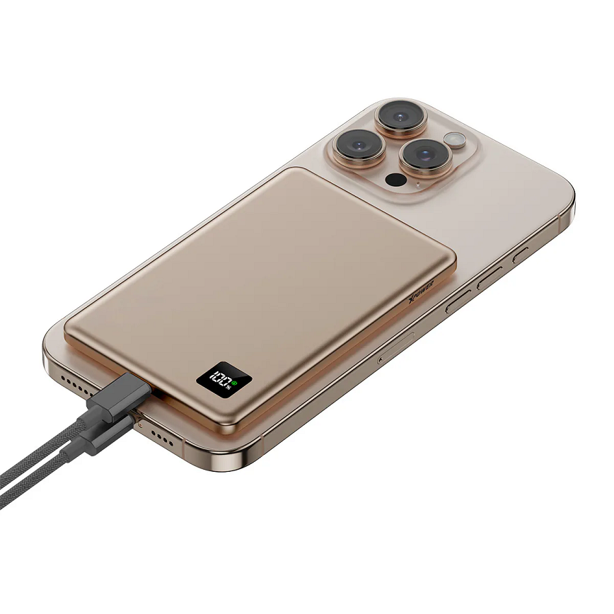 XPower M5K 3合1鋁合金數顯 5000mAh PD3_0- 磁吸無線外置充電器-沙漠鈦金色-XP-M5K-DTI-電子產品-清酒十四代獺祭專家