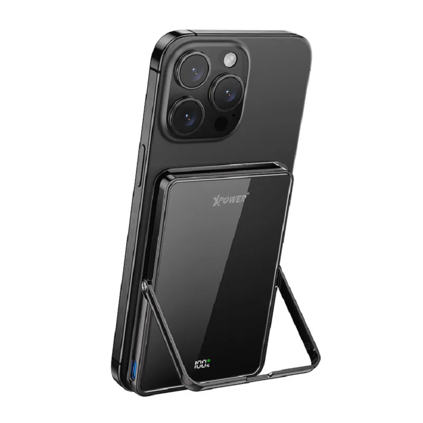 XPower M5K2-5合1鋅合金支架數顯-5000mAh-PD3_0-QI2-磁吸移動電源-黑色-M5K2-BK-電子產品-清酒十四代獺祭專家