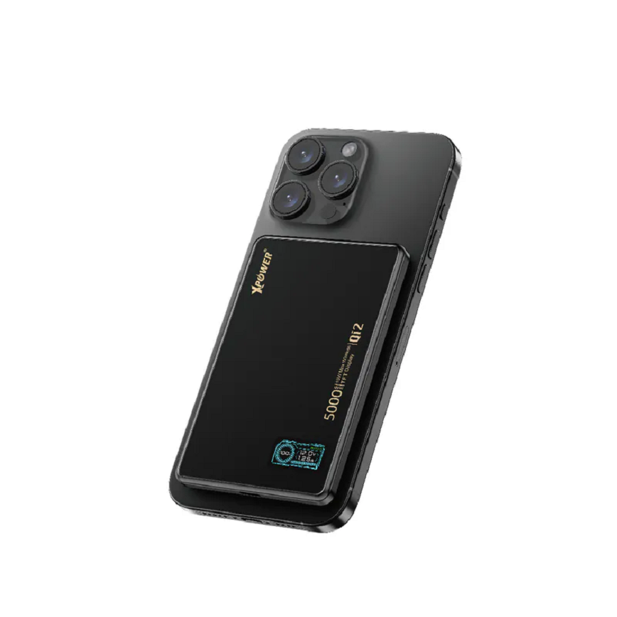 XPower MagDigita5-彩屏顯示磨沙玻璃外殼-5000mAh-PD3_0-QI2-磁吸移動電源-黑色-XP-MAGDIGITA5-BK-電子產品-清酒十四代獺祭專家