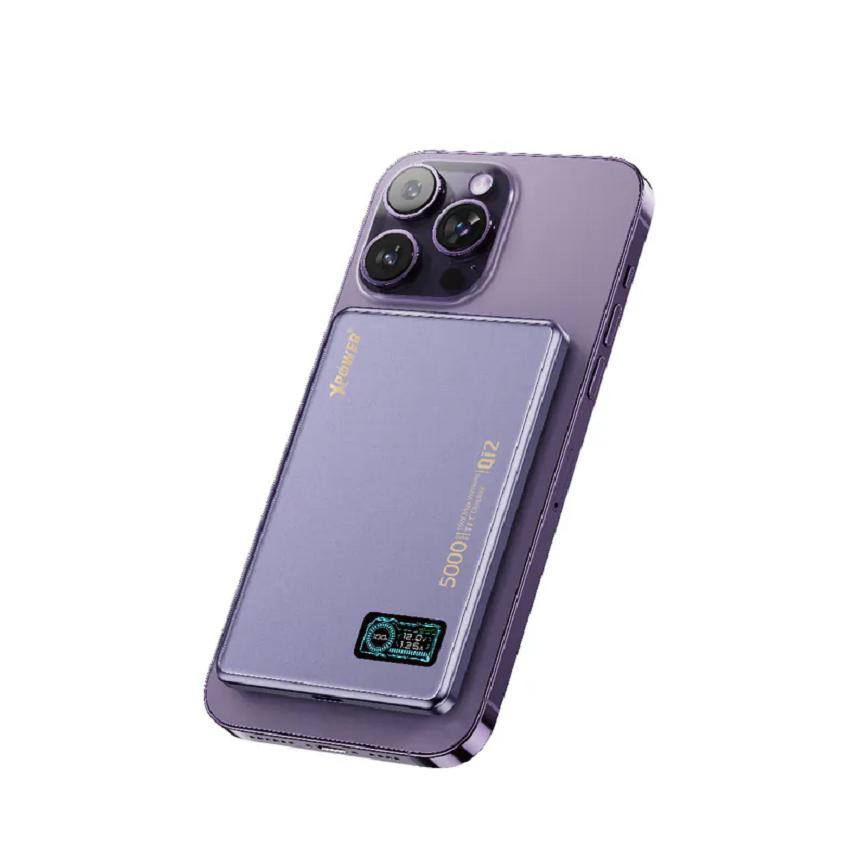 XPower MagDigita5-彩屏顯示磨沙玻璃外殼-5000mAh-PD3_0-QI2-磁吸移動電源-紫色-XP-MAGDIGITA5-PP-電子產品-清酒十四代獺祭專家