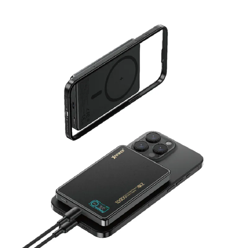 XPower MagDigita-彩屏顯示磨沙玻璃外殼-10000mAh-PD3_0-QI2-磁吸移動電源-黑色-XP-MAGDIGITA-BK-電子產品-清酒十四代獺祭專家
