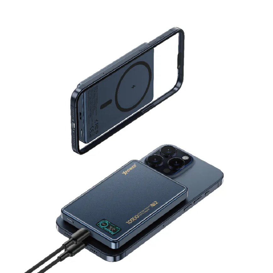 XPower MagDigita-彩屏顯示磨沙玻璃外殼-10000mAh-PD3_0-QI2-磁吸移動電源-藍色-XP-MAGDIGITA-BL-電子產品-清酒十四代獺祭專家