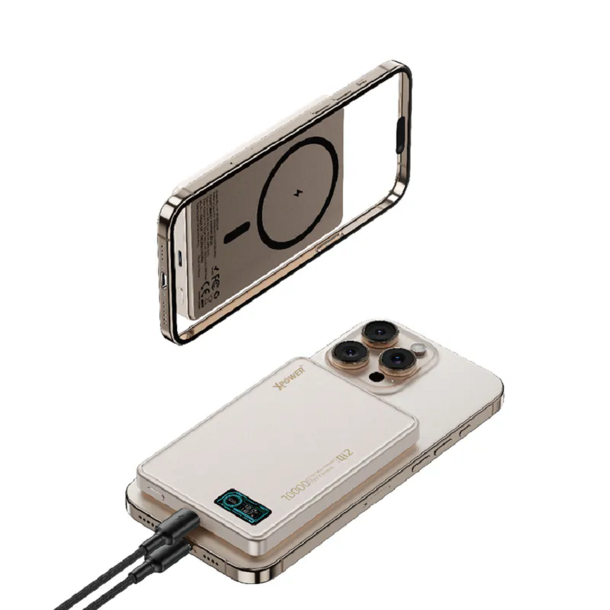 XPower MagDigita-彩屏顯示磨沙玻璃外殼-10000mAh-PD3_0-QI2-磁吸移動電源-沙漠鈦金色-XP-MAGDIGITA-DTI-電子產品-清酒十四代獺祭專家