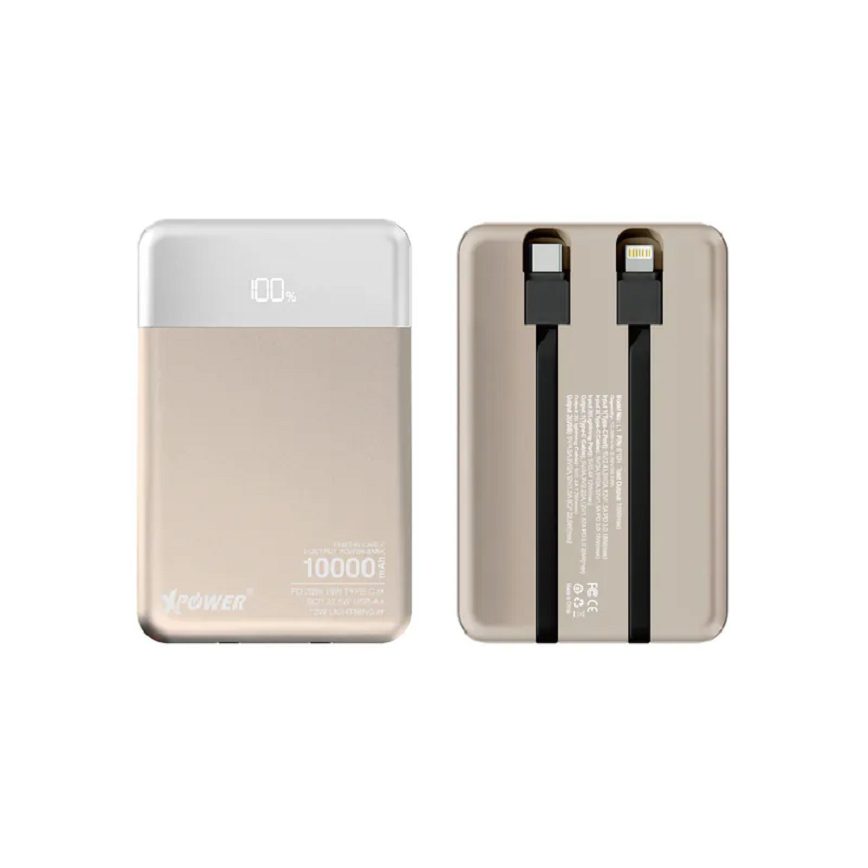 XPower B10H-3輸出雙內置線-Type-C-PD-Lightning-10000mAh-PD-SCP充電器-沙漠鈦金色-B10H-L1-DTI-電子產品-清酒十四代獺祭專家