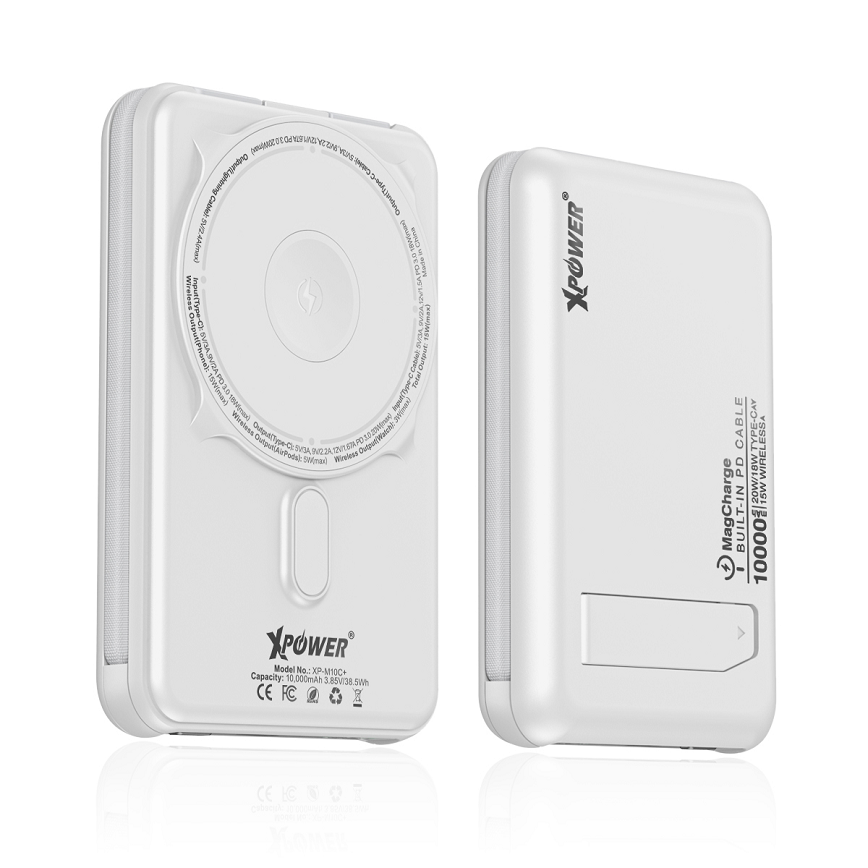 XPower M10C-6合1多功能數顯-10000mAh-20W-PD3_0-磁吸無線移動電源-白色-XP-M10C-WH-電子產品-清酒十四代獺祭專家