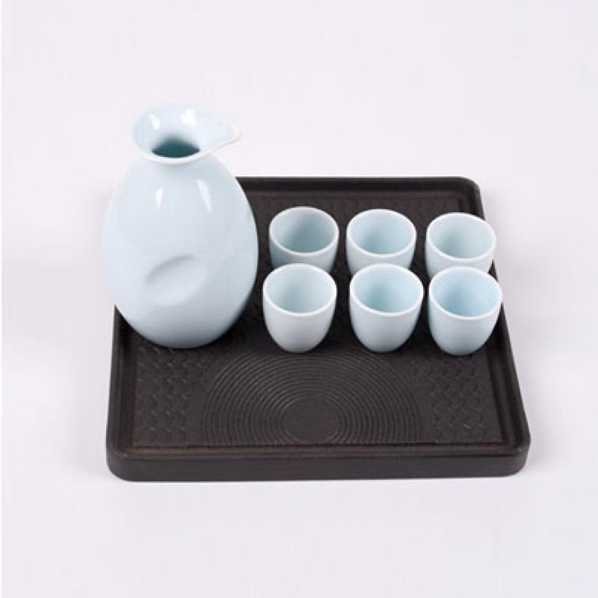 日式清酒杯 酒杯酒瓶套裝 一瓶六杯 淺藍 (img2)