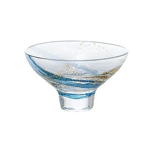 日本清酒杯 日本清酒杯 東洋佐佐木 江戶硝子 八千代窯冷酒清酒杯 1個入 淺藍金 120ml 120ml 正面圖