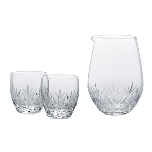 日本清酒杯 日本清酒杯 德利 木本硝子 酒杯酒瓶套裝 一瓶兩杯 G087-H102   正面圖