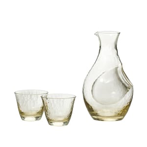 日本清酒杯 日本清酒杯 木本硝子 高瀬川 琥珀酒杯酒瓶套裝 一瓶兩杯   正面圖