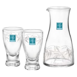 日本清酒杯 日本清酒杯 東洋佐佐木 德利冷酒酒杯酒瓶套裝 一瓶二杯 竹葉   正面圖