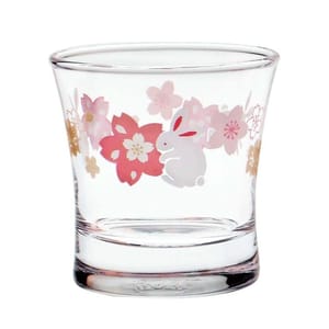 日本清酒杯 日本清酒杯 木本硝子 兔子櫻桃清酒杯 110ml 110ml  正面圖