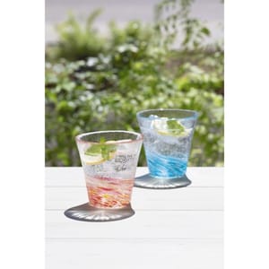 日本清酒杯 日本清酒杯 津輕 びいどろ 東雲淺葱清酒杯套裝 一套2個紅藍   背面圖