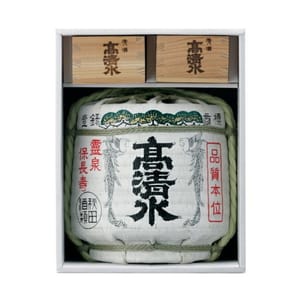 秋田酒類 秋田酒類 高清水 菰樽 清酒祝樽 1.8L 8L 正面圖
