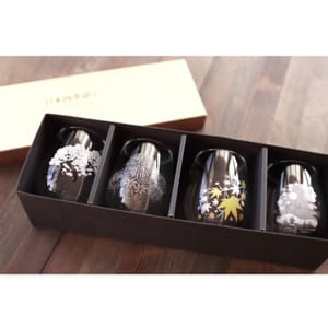 日本清酒杯 日本清酒杯 冷感變色四季玻璃杯 一盒4隻 - 限定品 正面圖