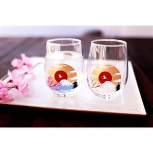 日本清酒杯 日本清酒杯 丸モ高木陶器 冷感變色富士山玻璃杯 一盒2隻 - 限定品   正面圖