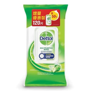 滴露 滴露 多用途消毒濕紙巾家居青蘋果味 120片 - 清貨優惠   正面圖