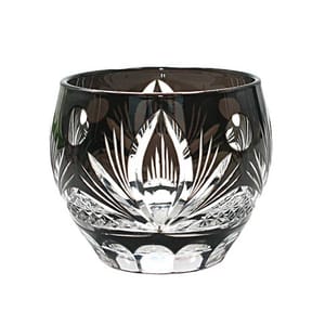 日式切子 日式切子 清酒杯 火焰花黑色 1個   正面圖