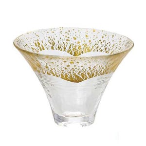 日式清酒杯 日式清酒杯 富士山杯金箔水晶玻璃 透明金 1個   正面圖