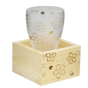 日本清酒杯 日本清酒杯 石塚硝子 枡酒杯 櫻花 100ml 100ml  正面圖