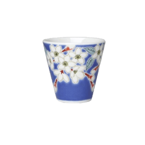 日本清酒杯 日本清酒杯 九谷燒 猪口 櫻 1個入   正面圖